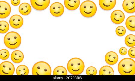 Immagine vettoriale di alta qualità con emoticon su sfondo bianco. Emoji smiling.Yellow faccia sorridente con eyes.Smiley ball.Emoticon wallpaper.Emoji. Illustrazione Vettoriale