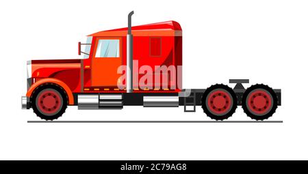 Camion auto. Vettore. Cartone animato. Piatto. Camion di grandi dimensioni per il trasporto di merci. Trasporto merci trasporto auto. Consegna del carico. Invio di un carrello. Illustrazione Vettoriale