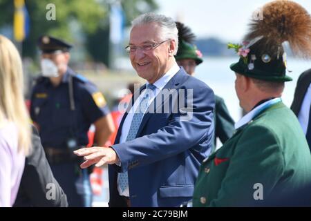 Prien, Germania. 14 luglio 2020. Joachim HERRMANN (Ministro degli interni Baviera). Il Gabinetto bavarese incontra il Cancelliere Merkel al Castello di Herrenchiemsee il 14 luglio 2020. | utilizzo in tutto il mondo credito: dpa/Alamy Live News Foto Stock