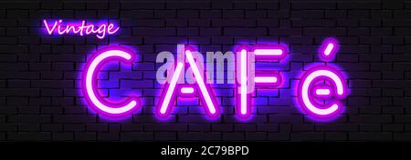 Vintage Cafe al neon Illustrazione Vettoriale