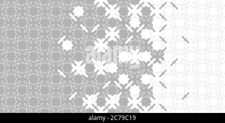 Bordo vettoriale arabo a mezzitoni grigio. Modello senza giunture vettoriale arabo. Trama geometrica con mezzitoni e disintegrazione delle sezioni Illustrazione Vettoriale