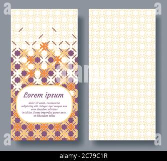 Carta araba per invito, celebrazione, salvataggio della data, matrimonio eseguito in piastrelle arabiche geometriche. Modello vettore Colofruil della scheda Illustrazione Vettoriale