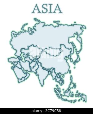 Mappa dell'Asia. Vettore. Cartoni animati piatti in uno stile ruvido. Impreciso. Illustrazione Vettoriale