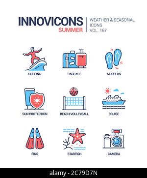 Estate - Set di icone di stile moderno Illustrazione Vettoriale