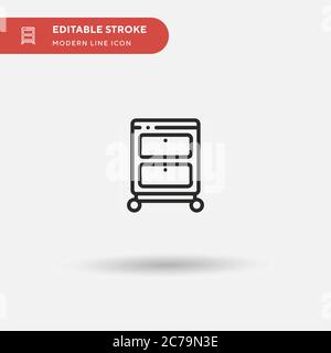 Icona vettore semplice cassetto. Modello di disegno simbolo illustrazione per elemento UI mobile Web. Pittogramma moderno a colori perfetto su tratto modificabile. ic cassetto Illustrazione Vettoriale