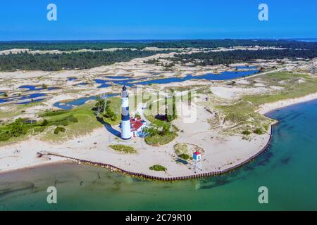 Vista aerea del faro di Big Sable Point vicino a Ludington, Michigan; Ludington state Park; lago Michigan Foto Stock