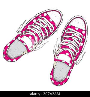 Belle sneaker. Illustrazione vettoriale per un'immagine o un poster. Scarpe da gioventù. Sport, corsa e passeggiate. Illustrazione Vettoriale