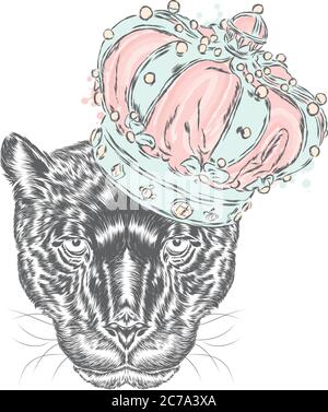 Panther nella corona. Illustrazione vettoriale. Illustrazione Vettoriale
