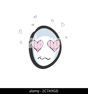 Innamorati. Cuori negli occhi. Vector semplici sentimenti romantici. Passione espressione volto. Stickman nessun fumetto clipart del viso. Disegnata a mano. Schizzo di Doodle Illustrazione Vettoriale