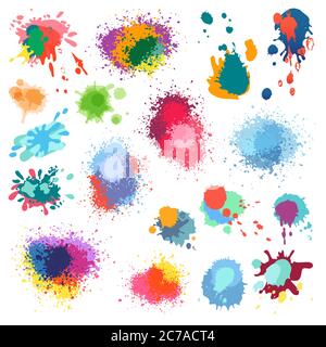 Schizzi di vernice vettoriale, schizzi di vernice colore sfondo Illustrazione Vettoriale