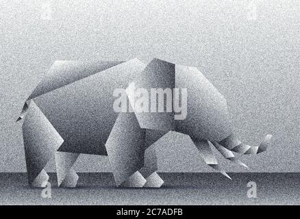 Illustrazione di un elefante astratto a basso poligonale con effetto di rumore Foto Stock