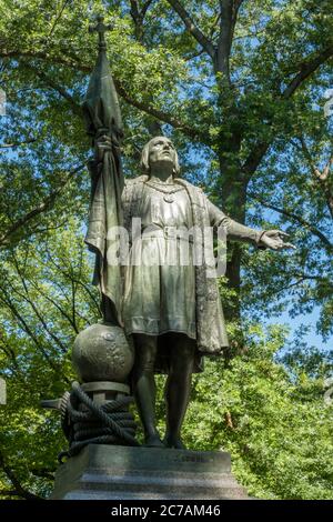 Statua di Cristoforo Colombo, al Central Park di New York Foto Stock