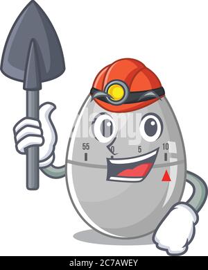 Un quadro cartoon del minatore di timer di cucina uovo con attrezzo e casco  Immagine e Vettoriale - Alamy