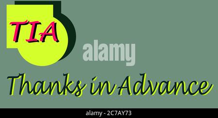 Grazie in anticipo conversazione quotidiana voce frase presentata con logo stile, testo colorato vettore astratto. Illustrazione Vettoriale