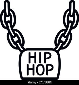 Icona della collana a forma di Hiphop. Contorno collana hiphop icona vettoriale per web design isolato su sfondo bianco Illustrazione Vettoriale