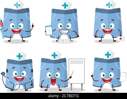 Medico professione emoticon con Shorts cartoon carattere Illustrazione Vettoriale
