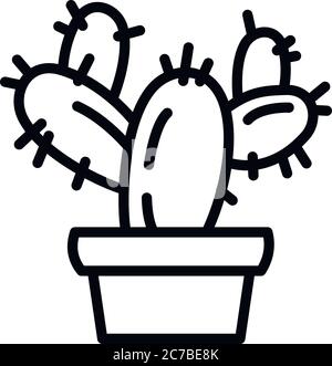 Cactus icona pot. Delineare il cactus pot icona vettoriali per il web design isolato su sfondo bianco Illustrazione Vettoriale