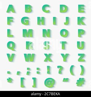 Moderna carta vettoriale con gradiente, lettere alfabetiche tagliate Illustrazione Vettoriale