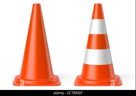 Coni di traffico vettoriale su sfondo bianco Illustrazione Vettoriale