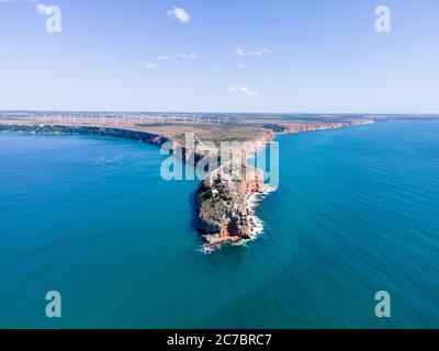 Primo piano Vista aerea frontale alta di Capo Kaliakra Bulgaria Foto Stock