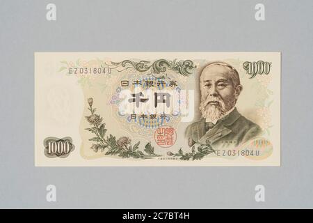Banconota giapponese 1000 yen, Hiroobi Ito design, Collezione privata Foto Stock