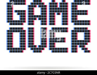 game over logo come glitch pixel art stile Illustrazione Vettoriale