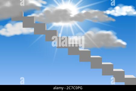 scala bianca con luce solare sul cielo blu Illustrazione Vettoriale