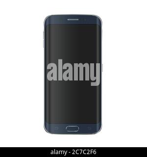 Smartphone moderno di nuova generazione con schermo nero nero vuoto e bordo curvo. Illustrazione realistica del vettore telefonico Illustrazione Vettoriale