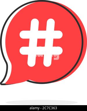 icona rossa hashtag semplice linea sottile Illustrazione Vettoriale