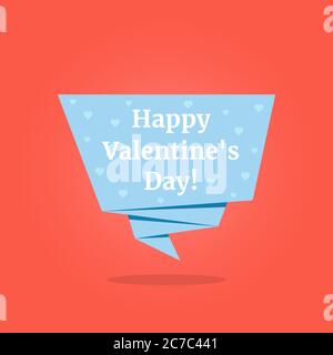 buon giorno di valentines su etichetta blu origami Illustrazione Vettoriale