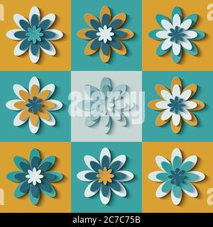 Vettore carta moderna fiori recisi. Illustrazione Vettoriale