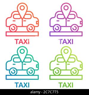 Icona taxi, logo design cabina. Icone delle linee di colore del gradiente del punto di taxi illustrazione vettoriale Illustrazione Vettoriale