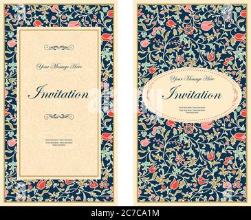 Set di modello biglietto d'auguri, banner di invito e pubblicità, brochure con spazio per testo. Invito vintage. Biglietto da visita. Disegnata a mano. Vettore Illustrazione Vettoriale