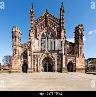 Facciata esterna della Cattedrale di Hereford Foto Stock