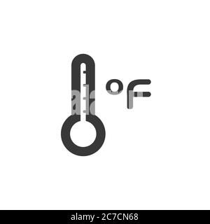 Termometro Farenheit. Misurazione della temperatura. Icona isolata. Illustrazione del vettore glifo meteo Illustrazione Vettoriale