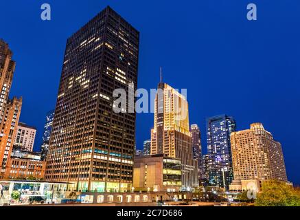 Edifici storici nel centro di Chicago, Stati Uniti Foto Stock