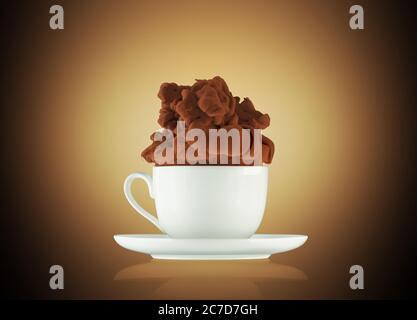 nube di cioccolata calda che esce da una tazza Foto Stock