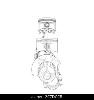 Profilo dei pistoni del motore. illustrazione 3d Foto Stock