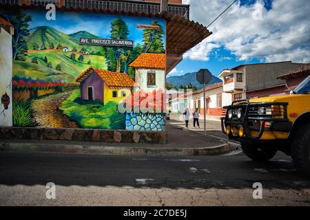 Wall Street art graffiti in Salcoatitan Sonsonate El Salvador America Centrale. Ruta De Las Flores, Dipartimento di Sonsonate. Foto Stock