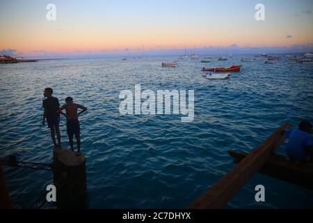 Tramonto a Santa Maria, Isola di SAL, Capo Verde Foto Stock