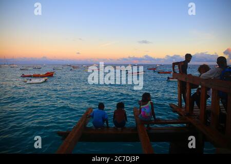 Tramonto a Santa Maria, Isola di SAL, Capo Verde Foto Stock