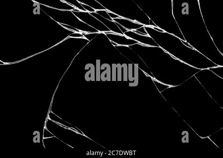 Primo piano schermo incrinato su sfondo nero Foto Stock