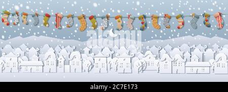 Vettore cartoon città invernale Illustrazione Vettoriale