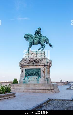 Statua del Principe Eugenio di Savoia nel Castello di Buda complesso Budapest Ungheria Foto Stock