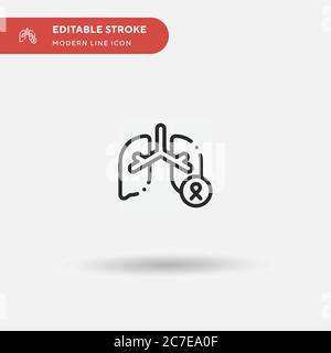 Icona vettore semplice cancro polmonare. Modello di disegno simbolo illustrazione per elemento UI mobile Web. Pittogramma moderno a colori perfetto su tratto modificabile. Polmone Illustrazione Vettoriale