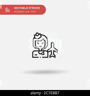 Icona vettore semplice di Assistente di volo. Modello di disegno simbolo illustrazione per elemento UI mobile Web. Pittogramma moderno a colori perfetto su tratto modificabile. Illustrazione Vettoriale