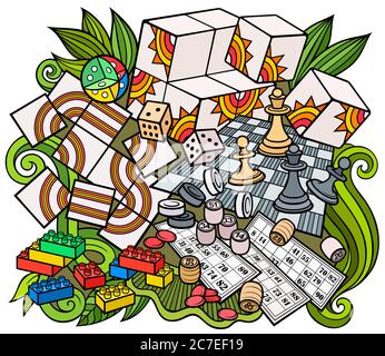 Cartoon carino doodles bambini giocattoli illustrazione Illustrazione Vettoriale