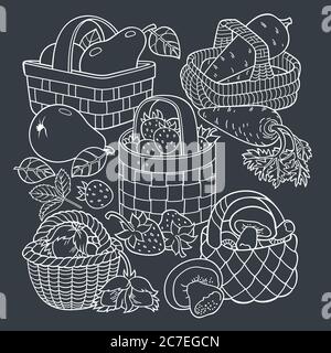Frutta e verdura in cestini Illustrazione Vettoriale