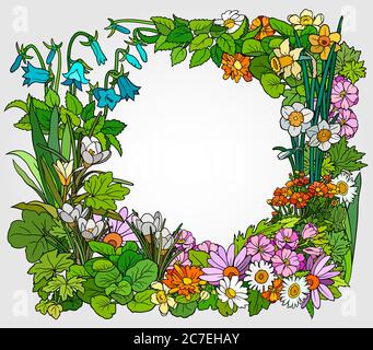 Fiori disegnati a mano vettore doodles illustrazione. Illustrazione Vettoriale