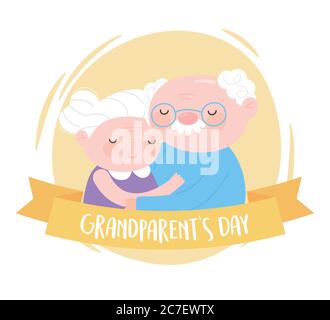 felice giorno nonni, coppia anziano sono insieme per sempre cartoon immagine vettore carta Illustrazione Vettoriale